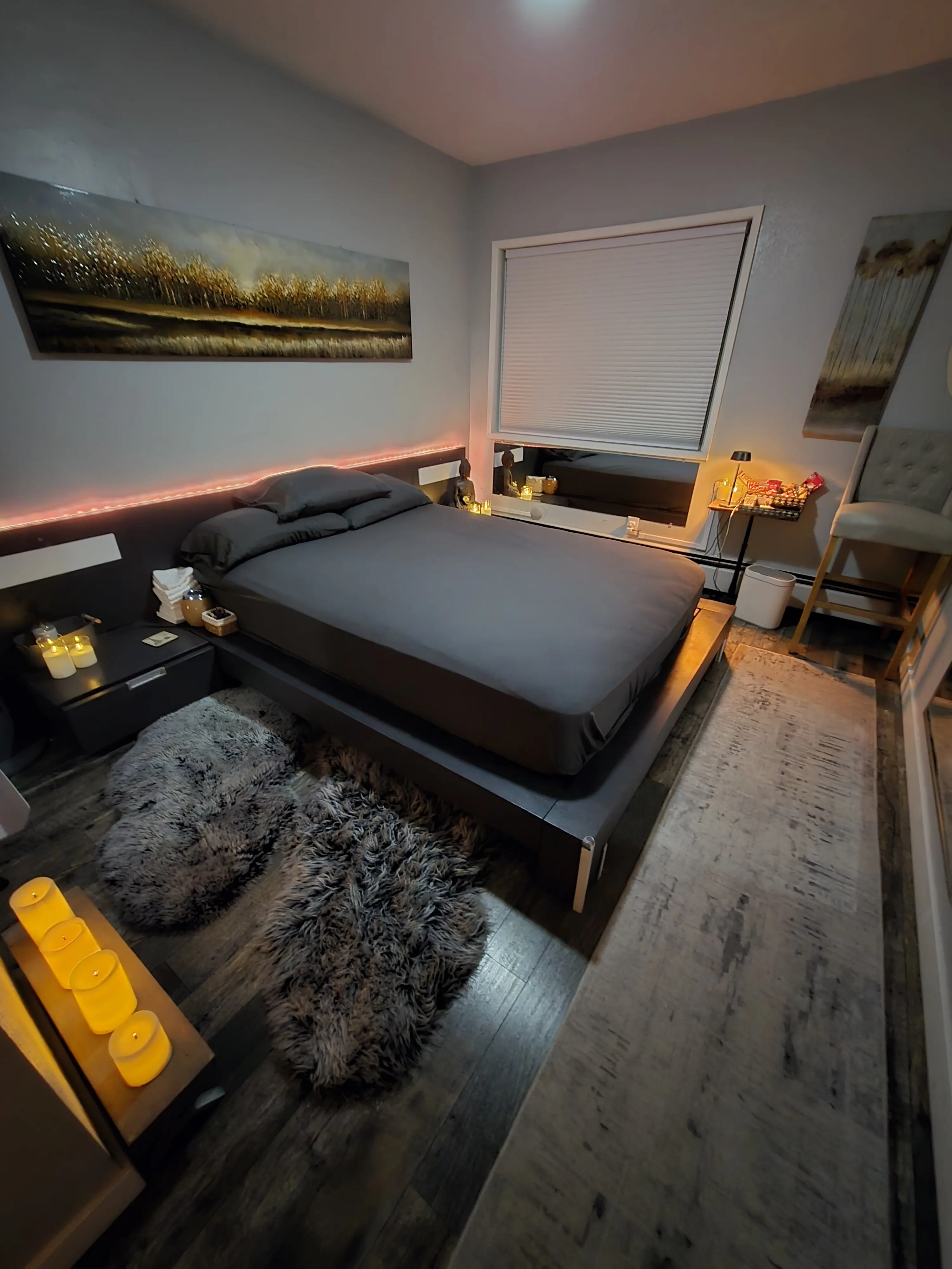 A prepared massage bed in a cozy room